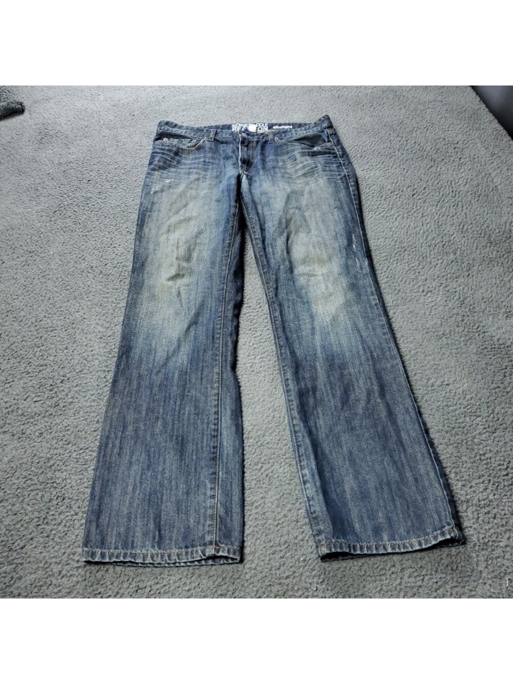 Kenneth Cole Straight Jeans Mens 34x32 Fit Blue Reaction Streetwear Casual